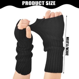 WeddHuis 1 Pair Japanese Winter Knitted Gloves for Women, Fingerless Arm Warmers, Fine Knit, Long Hand Warmers, Warm Knitted Gloves, Plus Warmers, Hand Warmers, Arm Warmers for Women