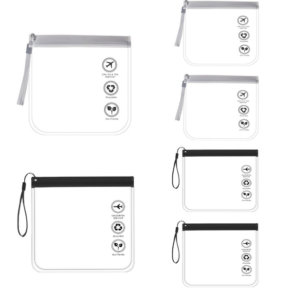 Transparent Toiletry Bag, Pack of 6, Aeroplane PVC Cosmetic Bag,