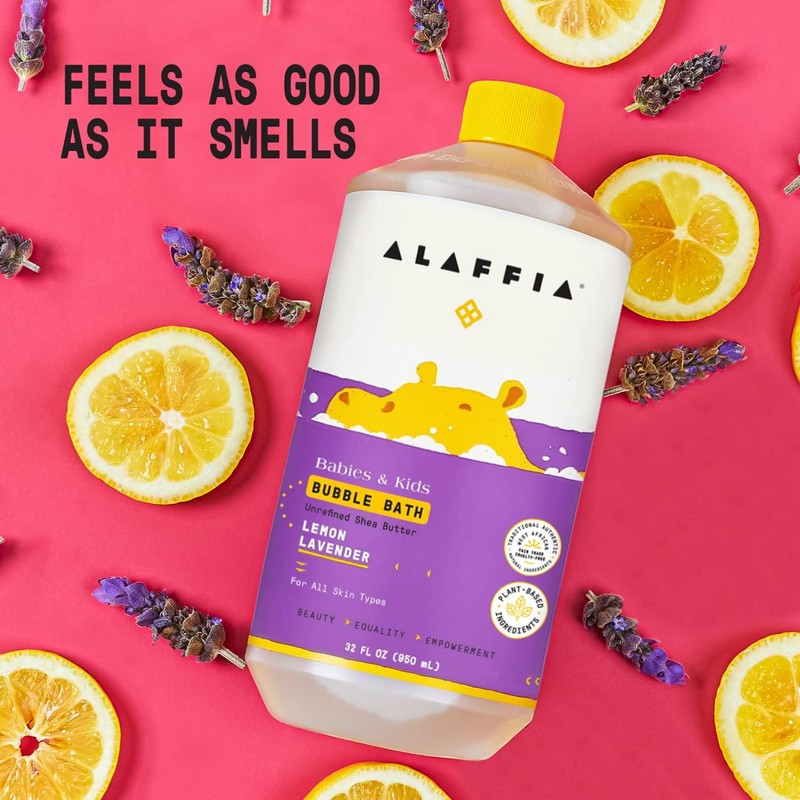 Alaffia Babies & Kids Bubble Bath, Lemon Lavender, Pump Included