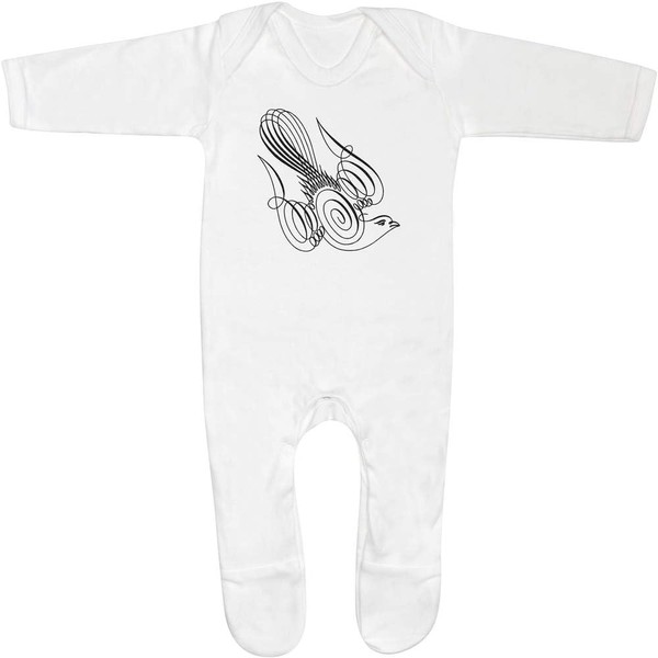 Azeeda 3-6 Month 'Calligraphy Dove' Baby Romper Jumpsuit/Sleep Suit (SS00092155)