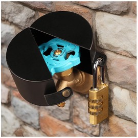 TEMEILI Faucet Locks Outdoor,Water Faucet Lock，made of metal Suitable for Garden Faucets,Hose Bib,water hose,hose spigot，(Black with padlock) Prevent water bandit