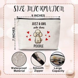 Levitatinyear Dog Lover Gift Makeup Bags, Just A Girl Who Loves Dogs Cosmetic Bag, Poodle Makeup Pouch Gifts for Dog Lovers Pet Owners, Birthday Christmas Gifts for Girls Women Friends -68