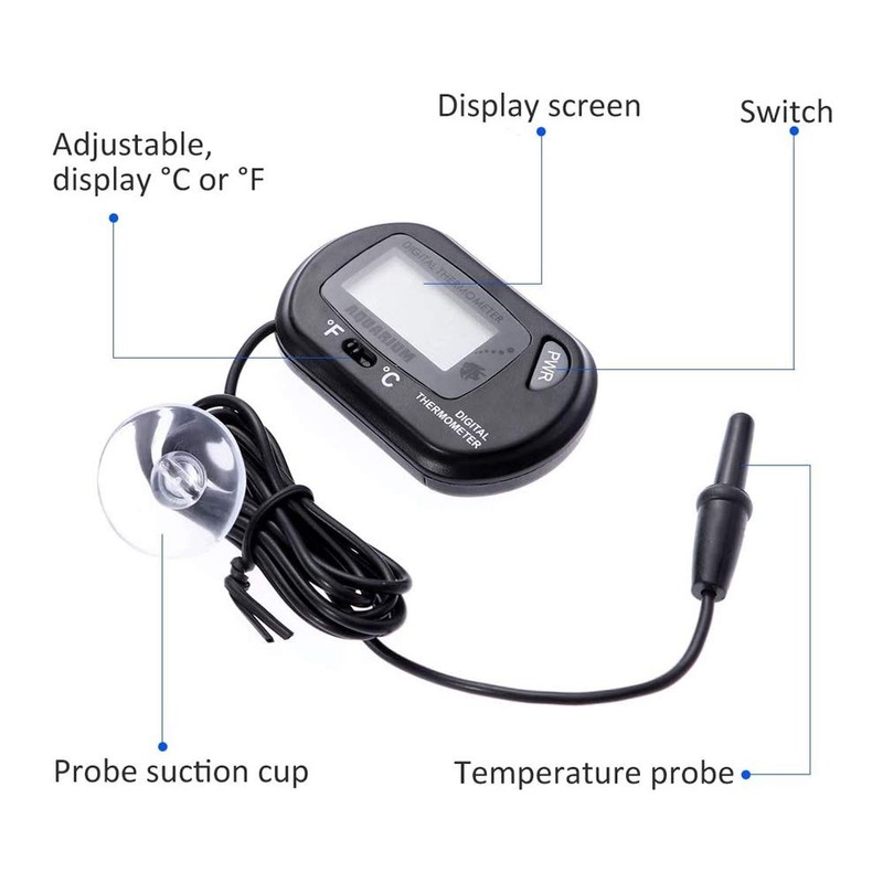 Electronic Digital Water Thermometer Aquarium Temperature Fish Tank LCD Display