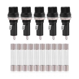 KIMISS Pack of 5 Fuse Holder Fuse Holder Mounted on Electric Panel for 6 x 30 Glass Fuses AC 125V 15A/250V 10A