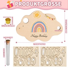 Scinzene Geburtstagsteller Holz Mit Kerzenhalter Kunststoff Reagenzgläser Jahreszahlen 0-9, Geburtstagskranz Holz, Geburtstagsteller Personalisiert Als Geburtstagsgeschenk