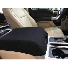 Car Console Covers Plus Made in USA Designed for Ford Expedition 2018-2024 Fleece Auto Armrest Center Console Cover Protector Black
