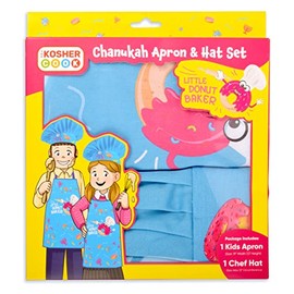 Hanukkah Kids Chef Set - Kids Chef Hat and Apron Set for Chanukah - Great Hanukkah Gift - The Kosher Cook
