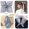 LXOrdora Square Satin Scarf Silk Headscarfs Neckerchief Grey