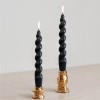7.3Inch Black Spiral Taper Candle, Blue Candle Sticks Twisted Candles