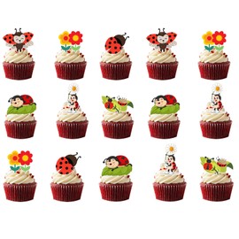 48 piezas de decoración para magdalenas de catarina, insectos, púas para magdalenas, decoración para tartas de catarina, decoración para jardín, baby shower, fiesta de cumpleaños de niños