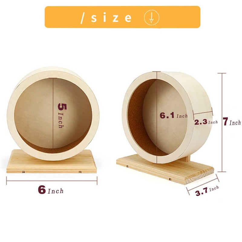 antiai Hamster Wooden Silent Wheel, Small Animal Exercise Wheel Accessories,