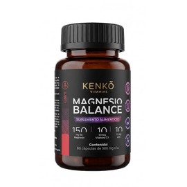 Kenkō Vitamins Magnesio Balance 4 Formas: Glicinato + Citrato + Gluconato + Óxido con Vitamina D3 10 mcg + Zinc 10 mg, 60 Cápsulas