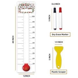 CLEVER CLEAN Goal Setting Fundrasing Thermometer - 48"x12" Dry Erase Self-Adhesive Goal Tracker - Poster Charts for Home, School and Office