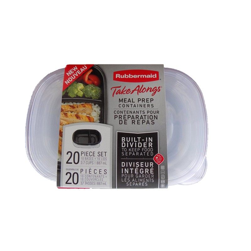 Rubbermaid TakeAlongs Divided Base Container Black, Set of 10 (2030326)