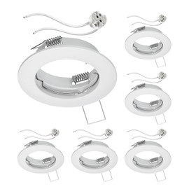 ledscom.de FERE Ceiling Mounting Frame Matt White (LED/Halogen/MR16/50 mm) with GU5.3 Socket Pack of 6