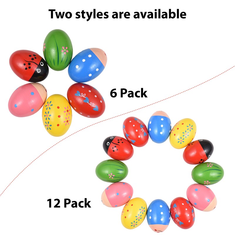 6 Pack Wooden Shake Egg Easter Egg Percussion Instrument Interesting