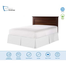 Comfort Beddings Bed Skirt King Size White 100% Cotton Blend Fabric, Premium Tailored Fit 1pc Bedskirt King Size 9" Drop Length White Solid