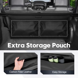 Extra Leather Pouch Cargo Cover for 2018-2023 Jeep Wrangler JL 4-Door Accessories, Trunk Cover for Jeep Wrangler JL Retractable Security Shield Shade Wrangler JL 2023 Accessories