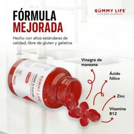 Gomitas Vinagre Manzana Gummy Life Vit B12 Zinc 60pzs