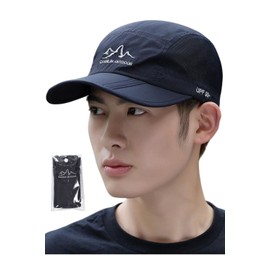 Daction Folding Running Cap, Men's and Women's, Washable Mesh Sports Hat, for Hiking, Baseball, Sun Protection, Fishing, Golf, navy, Free size