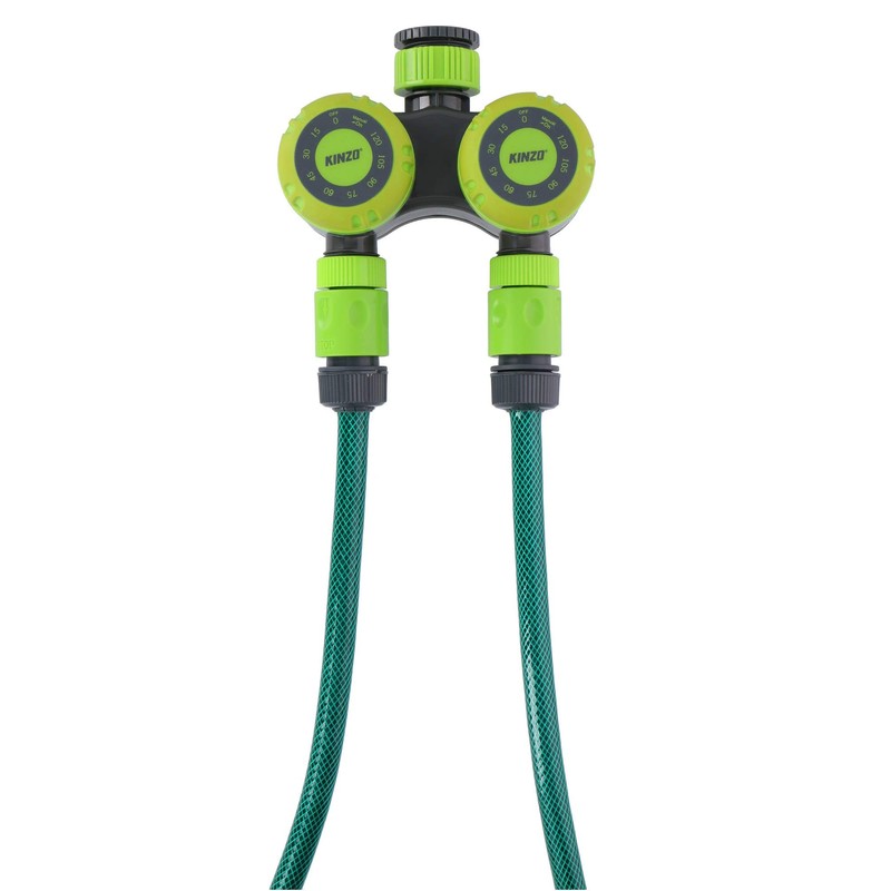 Mechanical double tap timer - 5 to 120 minutes watering.