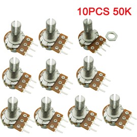 KKHMF 10pcs B50K Top Adjustable Single Turn Knurling Axis Volume Potentiometer 50K Ohm