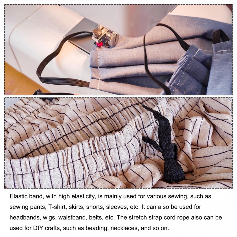 sourcing map Flat Elastic Cord for Sewing 1/8 inch 3mm