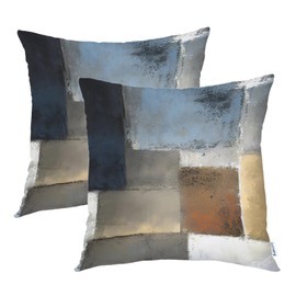 Batmerry Blue Pillow Covers 20X20, Brown and Black Pillow Covers Dusty Blue Pillow Covers Navy Blue Pillows Digital Printing Blended Fabric for Couch Sofa Bed Invisible Zipper (Set of 2)