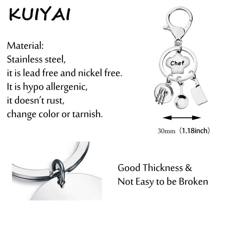 KUIYAI Chef Keychain Cooking Charms Key ring Culinary Graduation Gift
