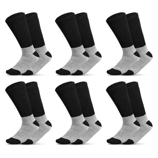 Thermal Diabetic Socks Thick Warm Winter Non-Binding Loose Crew Socks Men Women Unisex (13-15, 6 Pairs)