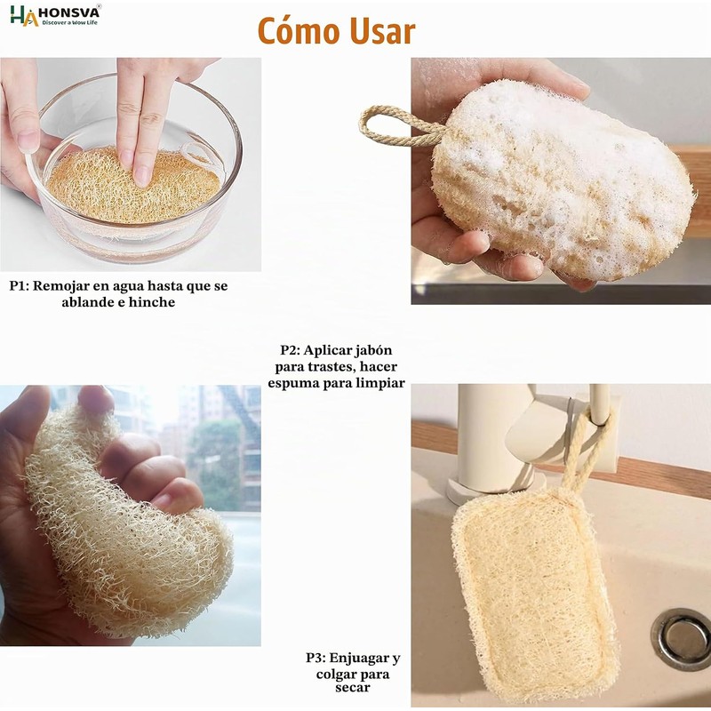 Esponja Natural de Lufa Ecológica para Platos y Cocina (5