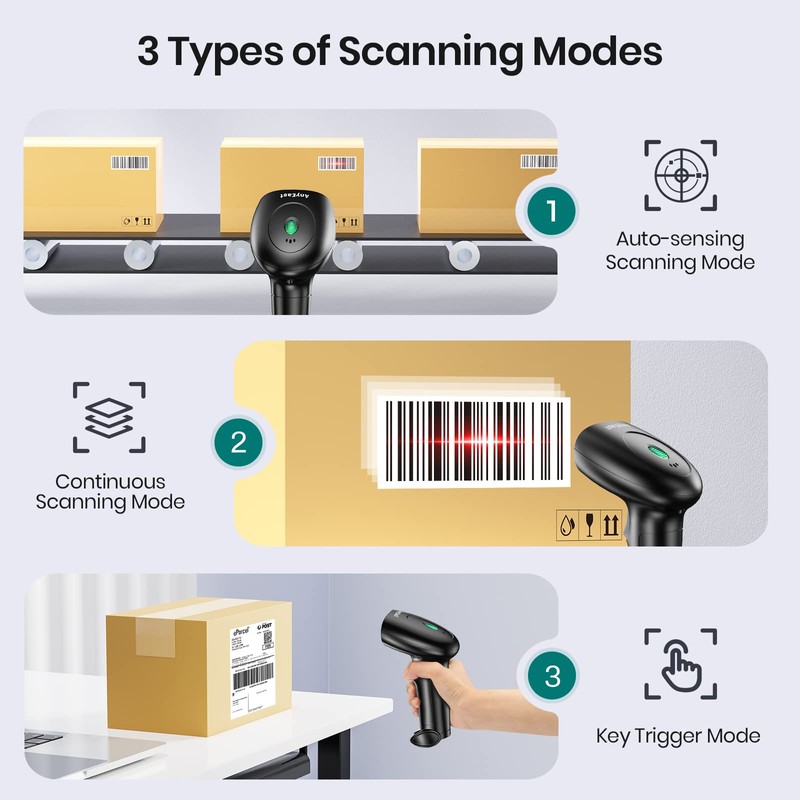Barcode Scanner with Stand, Bluetooth and Wireless Barcode Scanner, Inventory