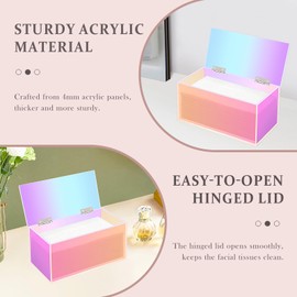 Dryer Face Towel Holder Box for Rectangular Face Wipes, Facial Cleansing Towels Container for Bathroom Vanity Countertop, Rainbow