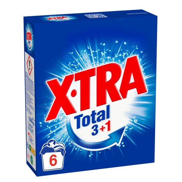 X•TRA Total 3 + 1 – 6 Washes (0.3 kg) – Universal Washing Powder – White and Colours – Clean Laundry
