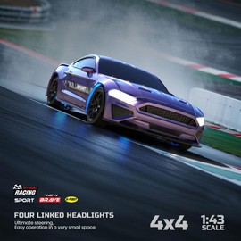 PrecisionX RC Drift Racing Car for 16+, 1/43 Scale 2.4G Full-Proportional Electric Remote Control Car Model with LED Light(RTR Version/Purple)