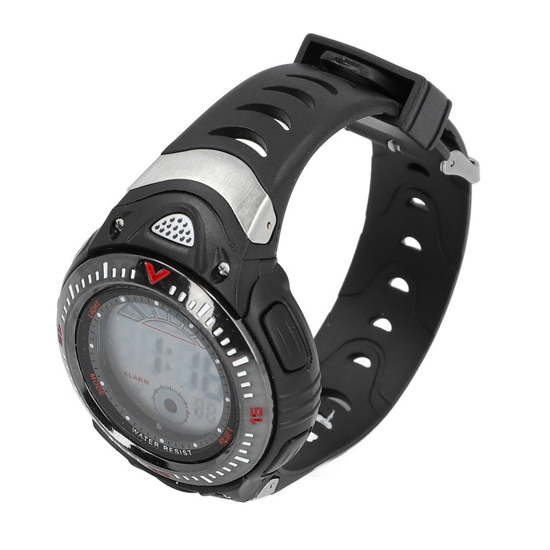 Black Men Digital Watch Waterproof LED Backlight Stopwatch Countdown 12/24