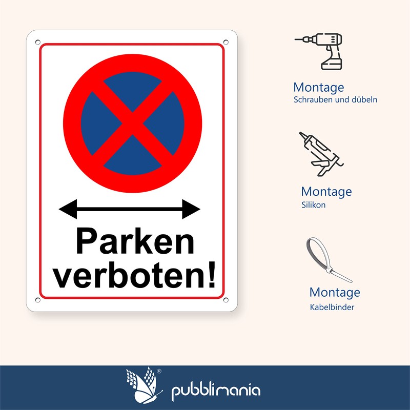 Pubblimania Absolutes Halteverbot! | Parken verboten! Sign 3 mm Aluminium