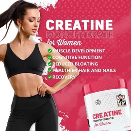 Creatine Monohydrate for Women with Collagen and BCAA's - Fitness Supplement Powder for Muscle, Healthy Hair, Skin, Nails and Recovery