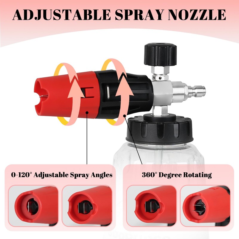 Sooprinse Short Pressure Washer Gun with Foam Cannon, Foam Cannon