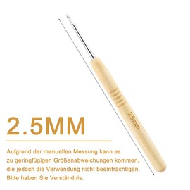 2.5mm Crochet Hook, Ergonomic Handle for Arthritic Hands, Wooden Handle Crochet Extra Light Knitting Needles for Beginners and Crochet Yarn (2.5mm)