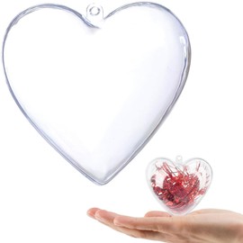ZOUZJUN Christmas Balls, Plastic Balls, 2.4 inches (6 cm), Plastic Spheres, Ornaments, Balls, Heart-shaped, Clear, Hollow, Spheres, Decoration, Storage, DIY, Decorative Balls, Valentine's Day,