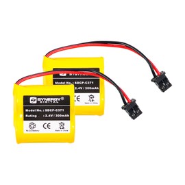Synergy Digital Cordless Phone Batteries, Compatible with Panasonic KXTC1045 Cordless Phone, (Ni-CD, 2.4V, 300 mAh), combo-pack includes: 2 x SDCP-C371 Batteries