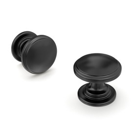 homdiy 5 Pack Black Cabinet Knobs Round Drawer Knob for Kitchen Cabinets Dresser Matte Black Drawers Pulls Zinc Hardware Handle