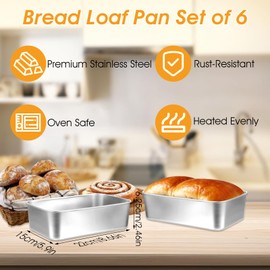 HaiFafafaing 4 Pcs Stainless Steel Bread Pan for Baking 9"x5" Meatloaf Pans for Oven Homemade Banana Sandwich Sourdough Meat Bread Baking Deep Loaf Pan Box Tin Healthy Sturdy Easy Release
