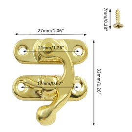 Bonsicoky 30Pcs Swing Arm Right Latch Hook Hasp, Wooden Jewelry Box Decorative Horn Lock for Jewelry Storage Box, Gold