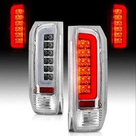 AmeriLite for 1989-1996 Ford F150 Bronco F250 F350 Truck 3D C-Type LED Tube Bar Clear Replacement Tail Light Set - Passenger and Driver Side