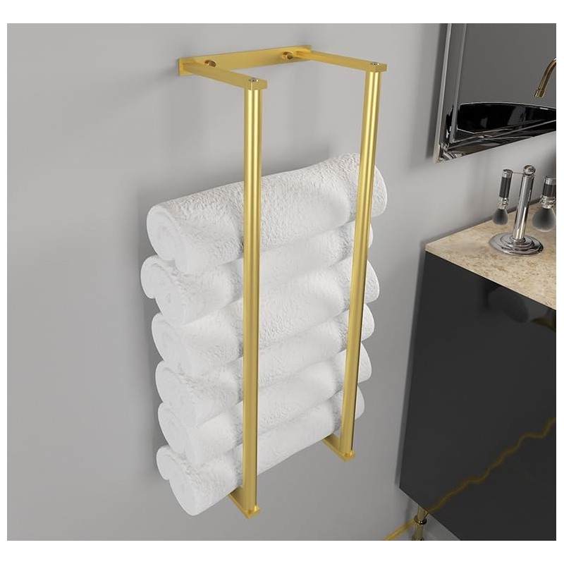 Bathroom Towel Rack for Rolled Towels, Wall Mounted Towel Storage