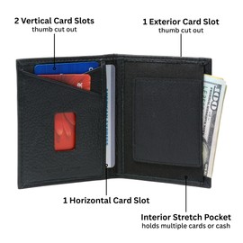 Alpine Swiss Mens RFID Wallet Slim Minimalist Card Case Genuine Leather Front Pocket Wallet for Business or Credit Cards Black