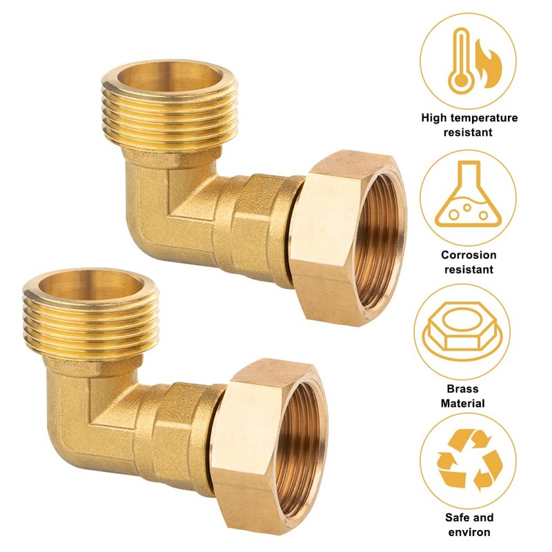 Pack of 2 Brass Movable Screw Connections, 1 Inch Female