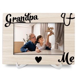 Luipk Grandpa and Me 4x6 Picture Frames, Grandpa Grandparent's Day Wood Photo Frame, Grandpa Grandfather Gift from Grandkids Grandchild, Father’s Day Grandpa Picture Frame for Wall Tabletop Display